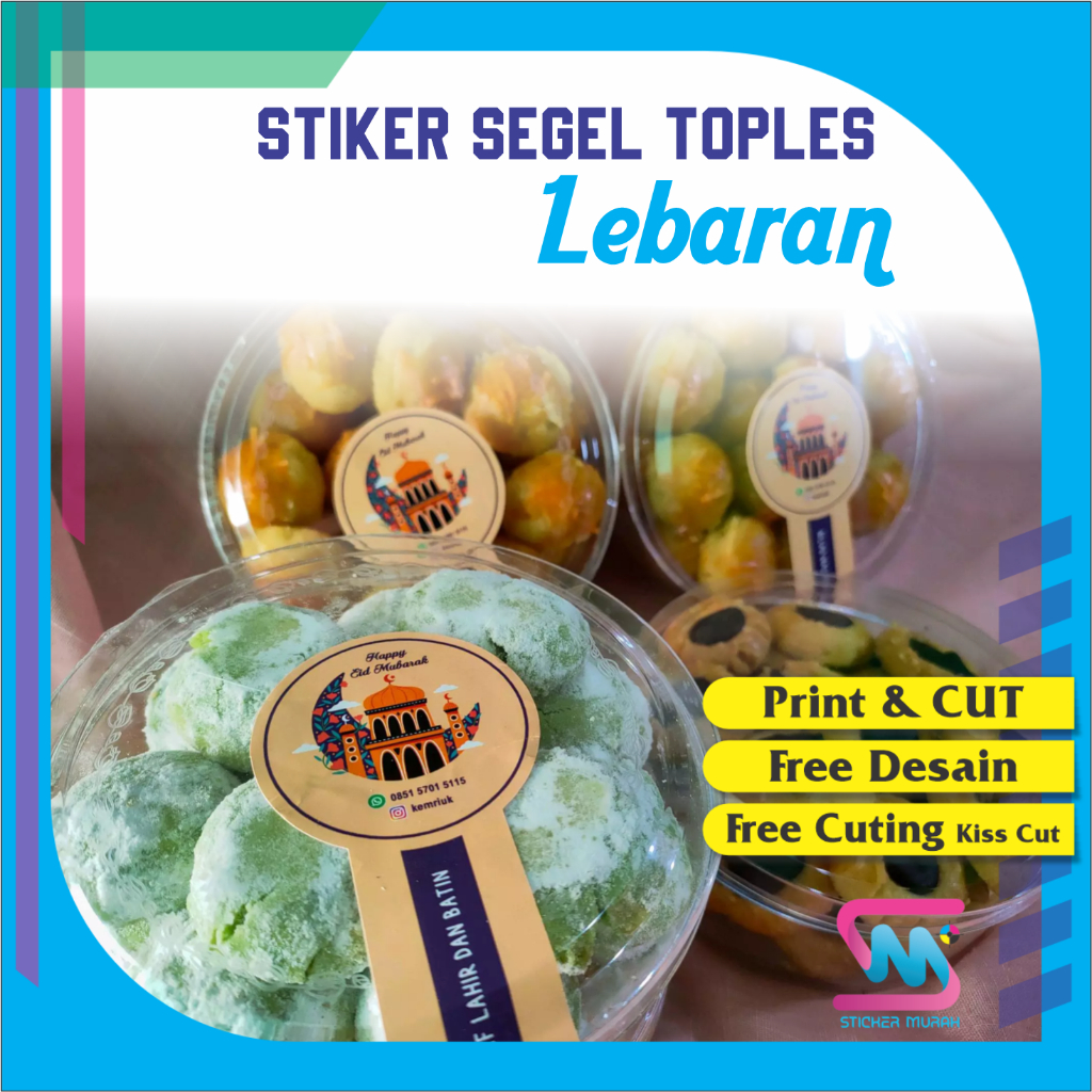 

Stiker Murah Bandung - Print Sticker Segel Toples Kue Lebaran Free Desain & Cutting Cromo A3