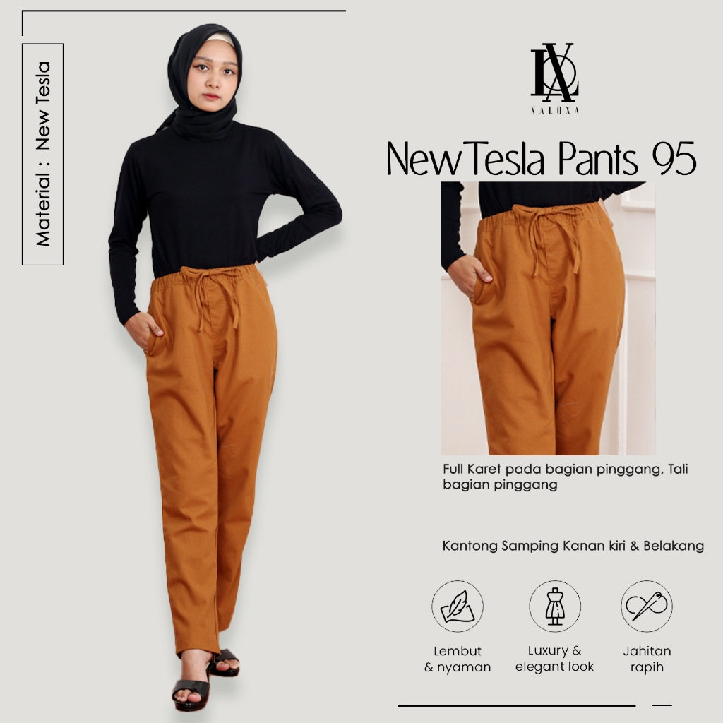 XALOXA NEW TESLA PANTS 95 | Celana Panjang Wanita Bahan NEW TESLA | Size Reguler