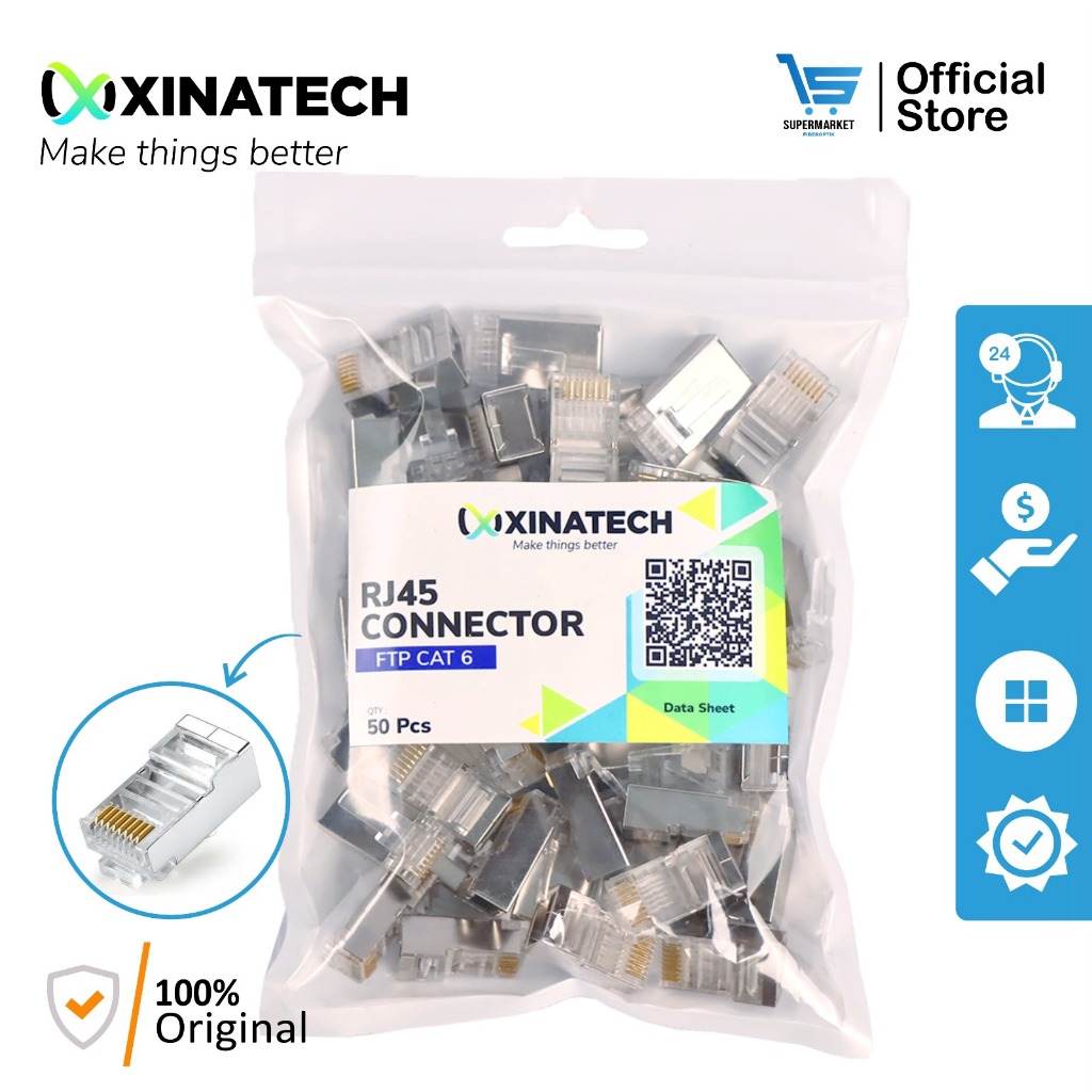 𝐗𝐈𝐍𝐀𝐓𝐄𝐂𝐇 Konektor Rj45 FTP / Connector RJ45 FTP CAT5e STP UTP