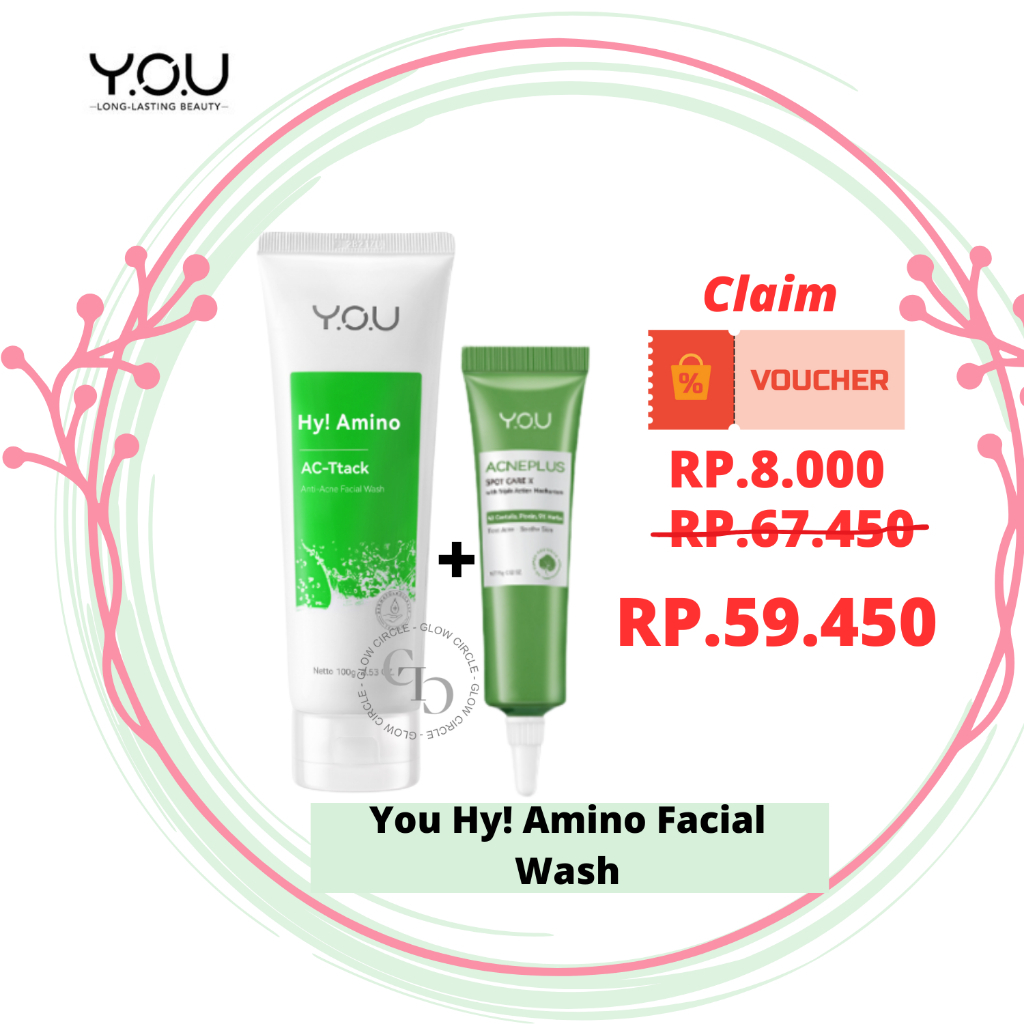 Paket Penghilang jerawat YOU HY! Amino anti acne facial wash + You Acne plus Triple Action Spot care