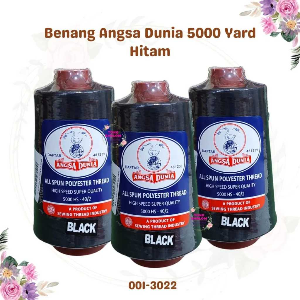 BENANG JAHIT ANGSA DUNIA/ BENANG AD BLACK/ 5000 YARD