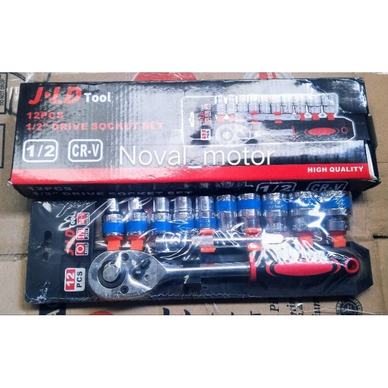 kunci shock set 12pcs 1/2" 8-24 lengkap bahan crv