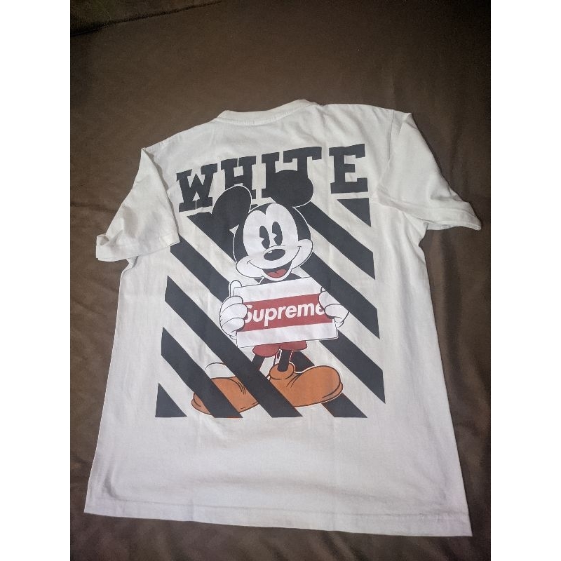 KAOS OFF WHITE micky tanpa jahitan samping (second original)