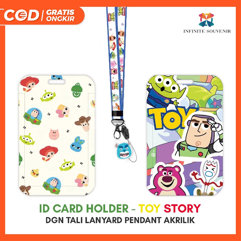 

[N003] TOY STORY / Name Tag Card Holder Motif Karakter TOY STORY / LOTSO / WOODY / BUZZ / BUNNY / JESSIE / MR POTATO dengan Tali Lanyard Pendant Akrilik / ID Card Holder Tali Gantungan Acrylic Lucu / Nametag / Tempat Kartu Flazz / Emoney