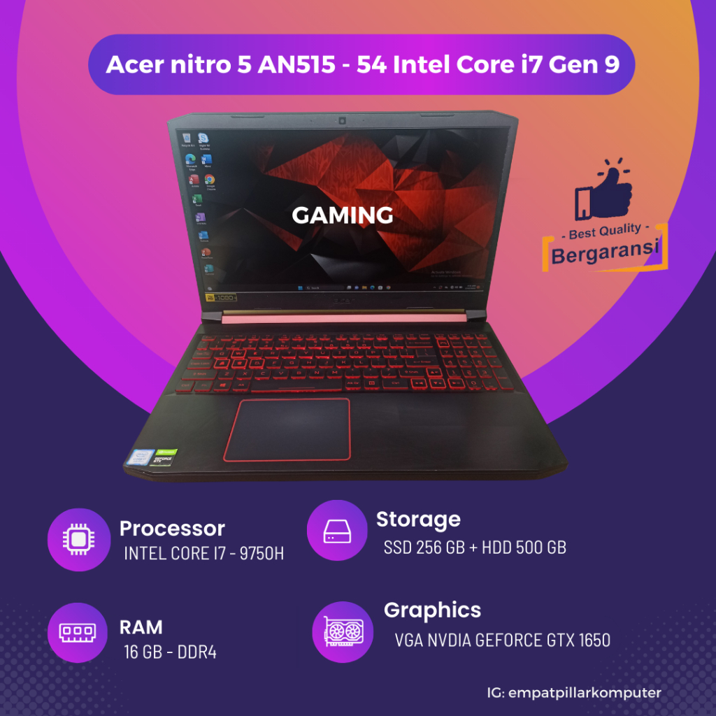 Acer Nitro 5 AN515 - 54 Intel Core i7 Gen 9