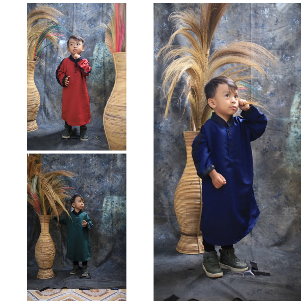 Baju Koko Anak laki Zam Zam Kurta Anak bahan Toyobo Premium navy hijau merah