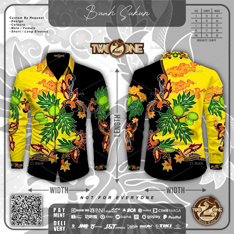 BATIK TULIS INDONESIA MOTIF BUAH SUKUN KEKINIAN MASA KINI TERBARU MODERN PREMIUM SLIMFIT FURING UNIK