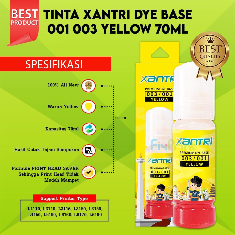 Tinta Premium EPSN 003 001 005 008 Refill Xantri Ink Printer L1110 L3100 L3101 L3110 L4150 L4160 L42