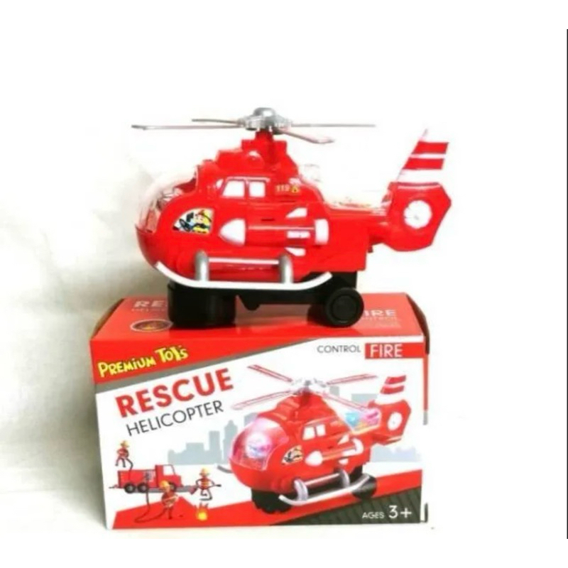 Mainan Anak Rescue Helicopter Miniatur with Light & Sound