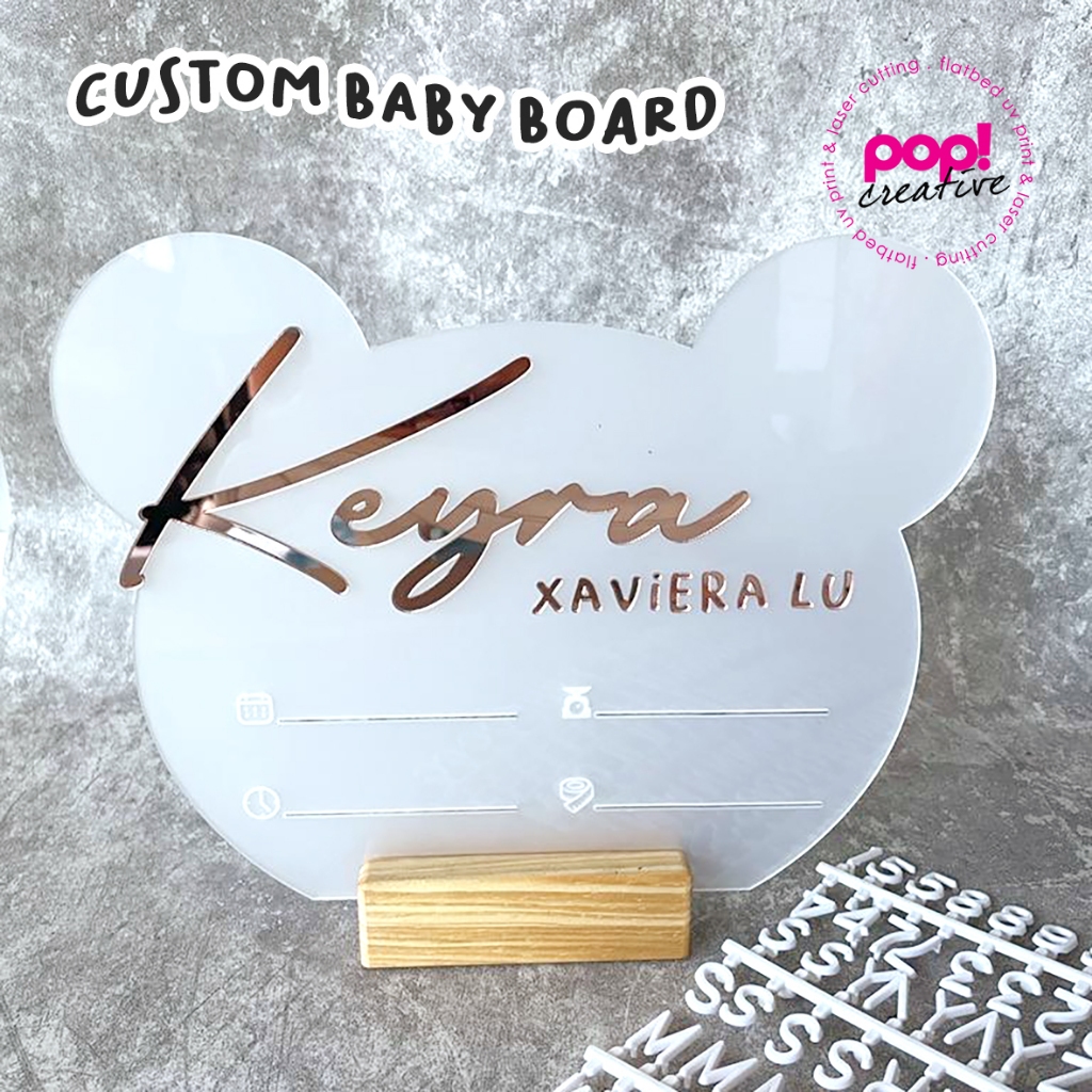 Baby Board Bear Hospital Board | Biodata Anak | Hospital Board Custom | Hospital Letter Board Kado b