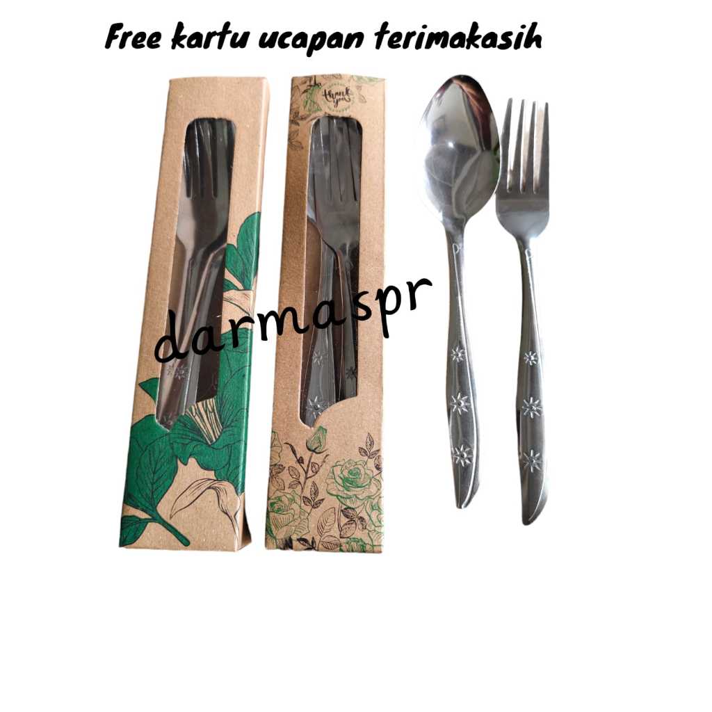 Isi 50 set Sendok Garpu Stainles + Box rustic Souvenir Pernikahan khitanan Souvenir hadiah