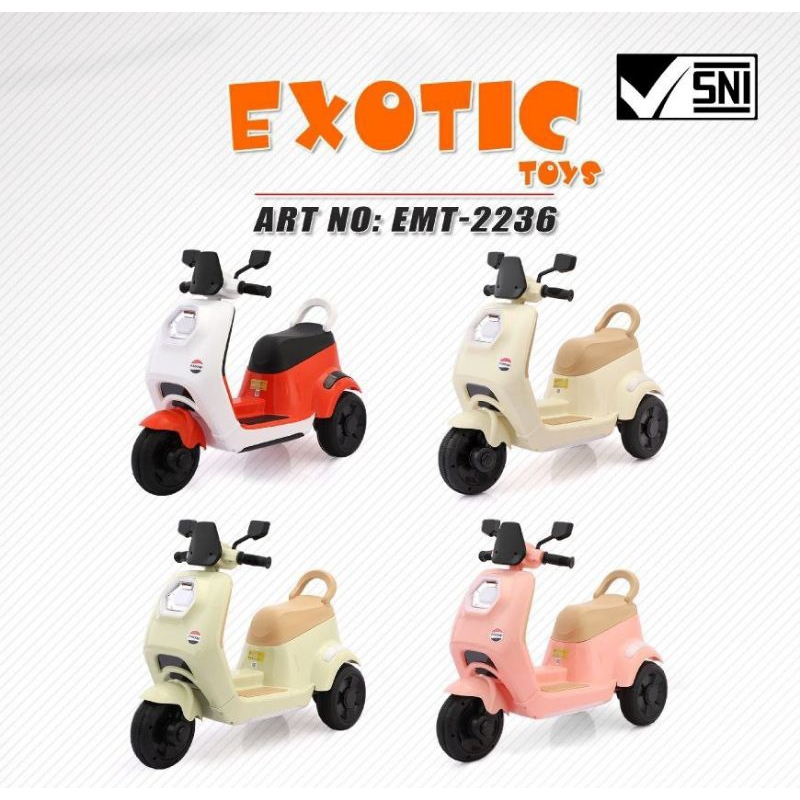 Emt-2236/Mainan Motor Aki Anak Exotic EMT 2236/Motor aki Anak /Motor Aki Vespa Murah Musik Lampu