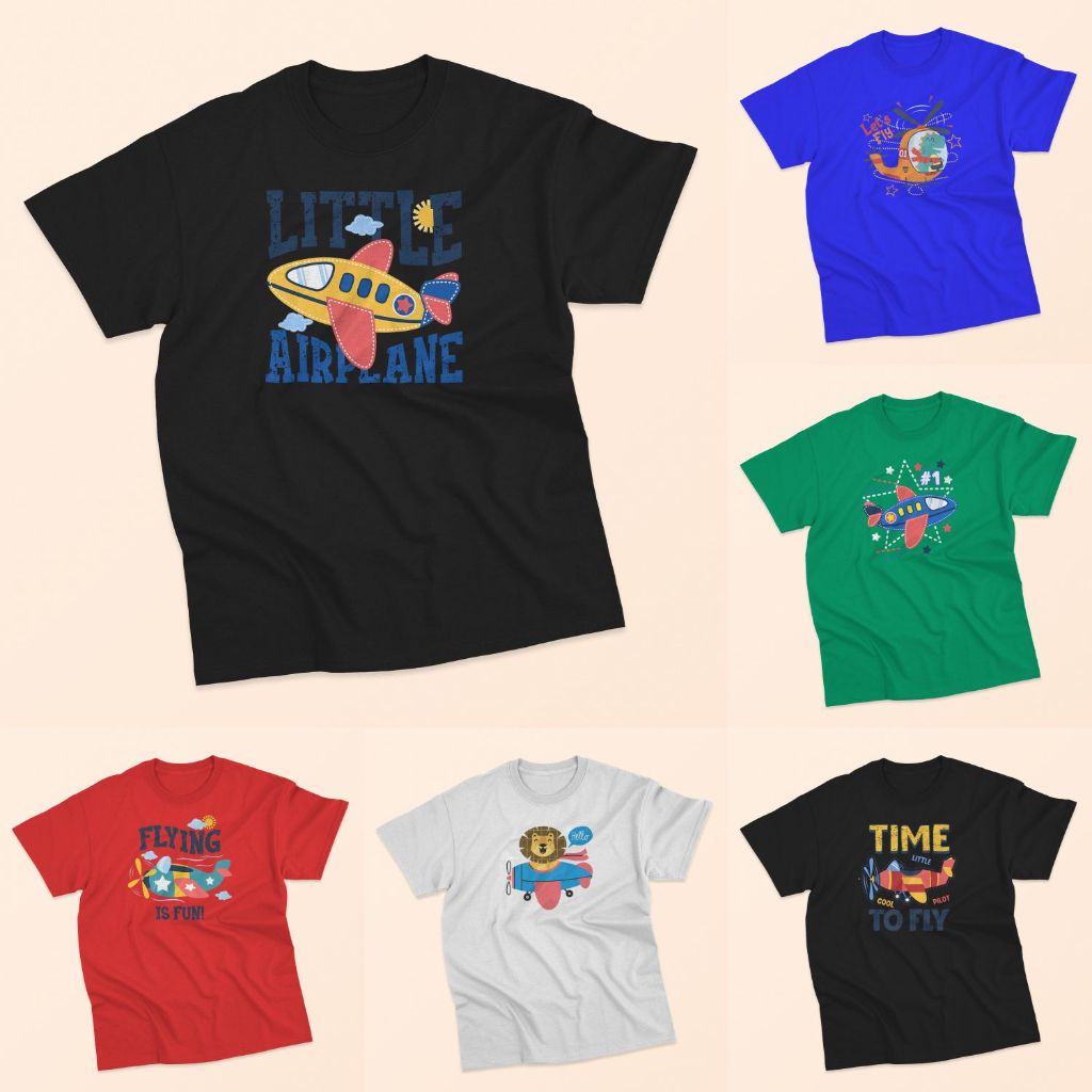 Kaos Anak Distro Laki Laki Perempuan Lucu Motif Pesawat