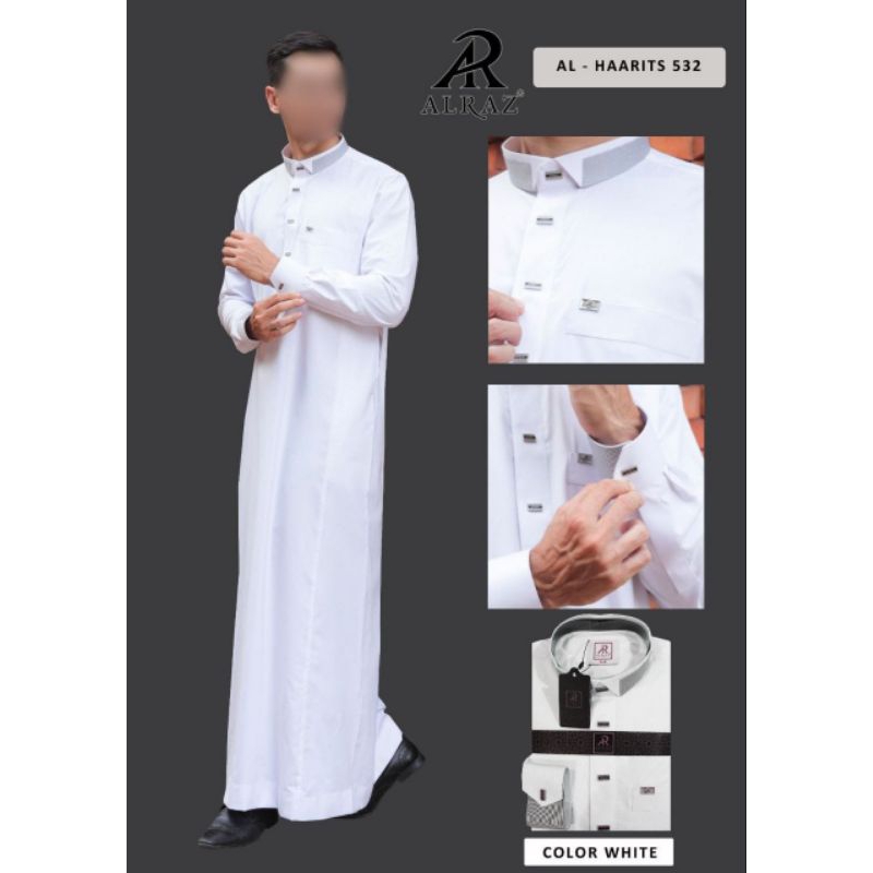 Jubah Alraz Alhaarits Manset / Jubah Alraz katun premium / Alraz exclusive