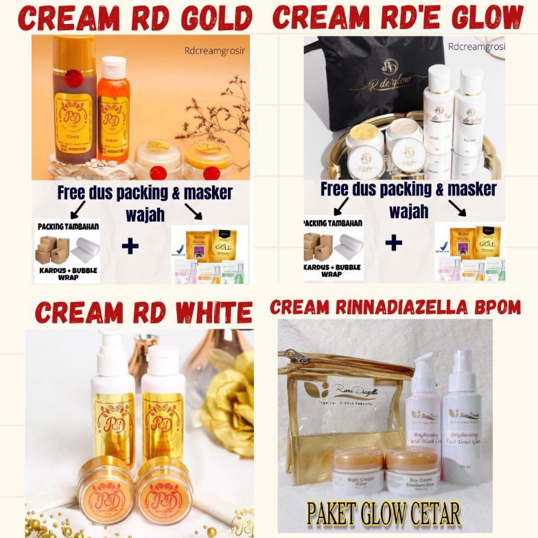 KODE X64E COD Cream RDe Glow Rina diazella  Rd Gold  Rd kemasan lamaRde GlowRD KEMASAN BARUCREAM RD 