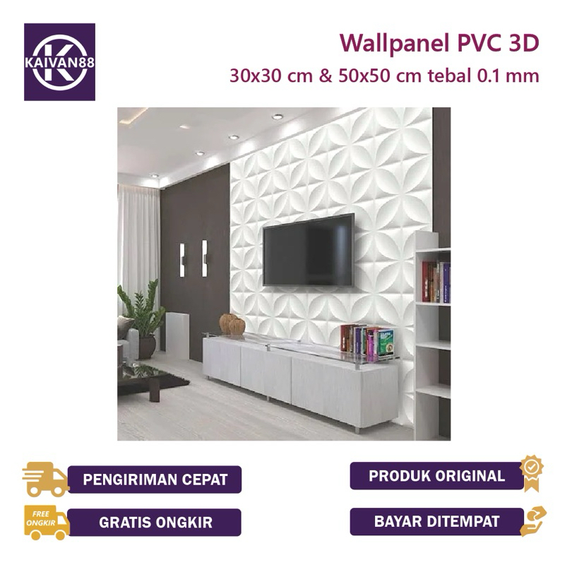 Kaivan88 Wallpanel PVC / Wall Panel PVC 3D / Wallpaper Dinding Dekorasi / WallPanel 3D Dinding PVC