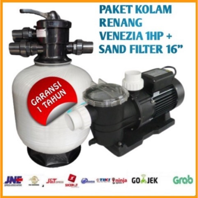 Pompa Air Kolam Renang 1HP Sand Filter 16" Paket Kolam Renang 1 set
