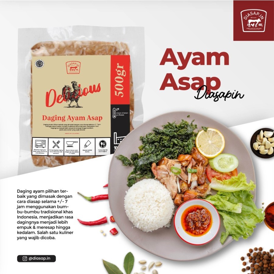 

Daging Asap AYAM 500gr SEI AYAM FROZEN DIASAPIN