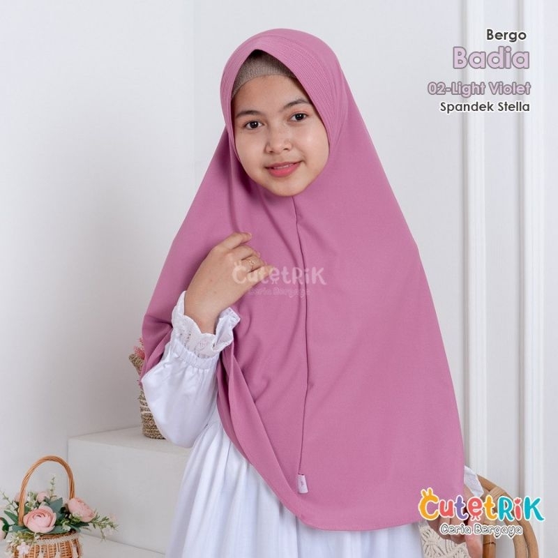 Bergo Anak Badia By Cutetrik Terbaru Jilbab Sekolah Anak Cewek Polos Simple Warna Hitam Violet Navy 