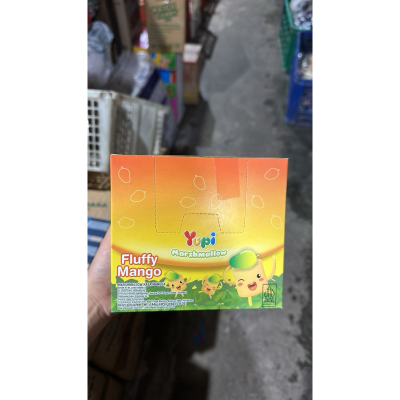 

Yupi MARSHMALLOW FLUFFY MANGO 1 Box 24 Pcs Permen Marsh Mallow Mangga