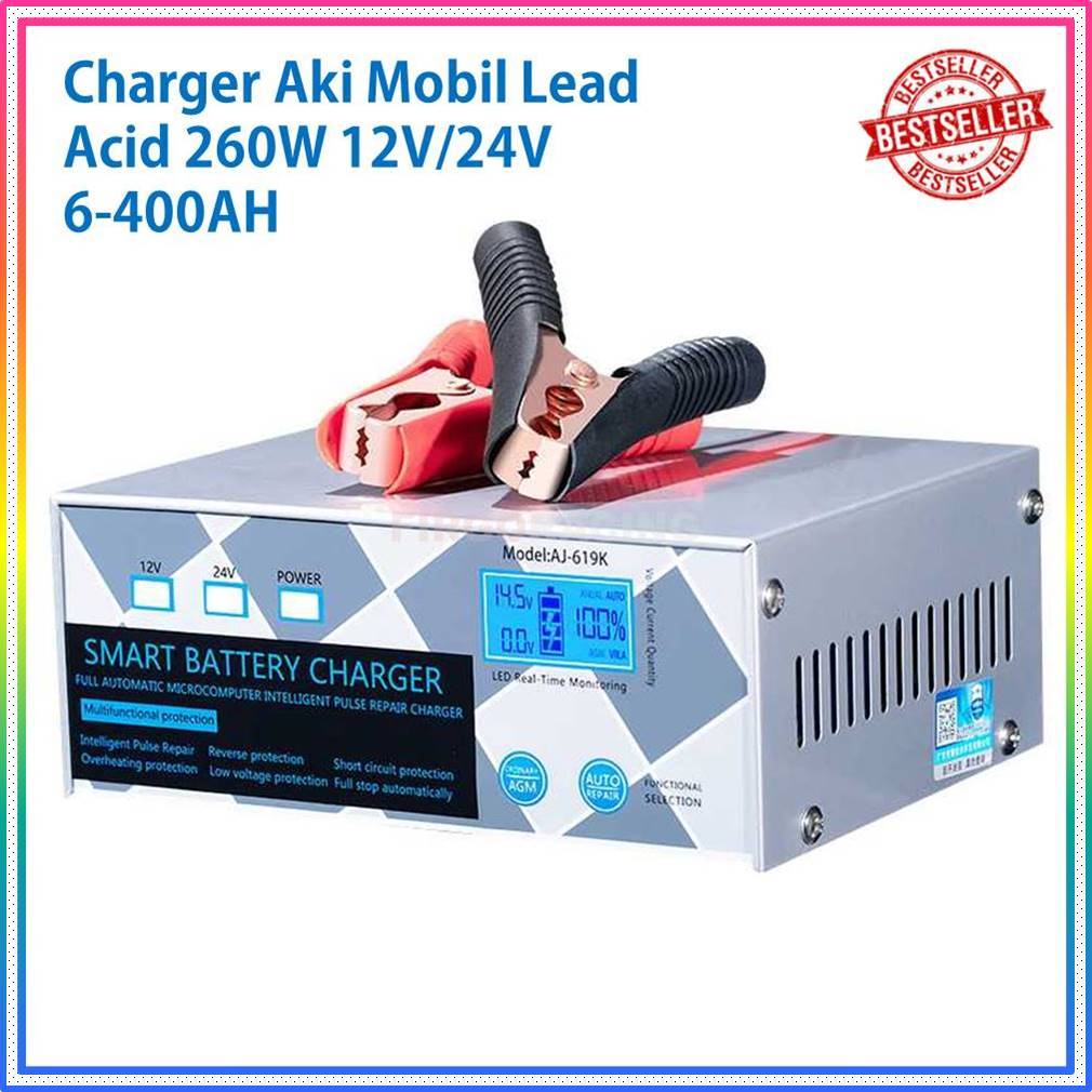 Charger Aki Mobil Motor Smart Fast Charger Aki 20A 12V/24V 6-400AH