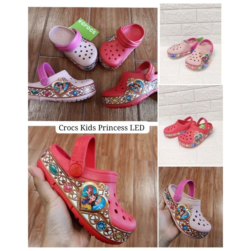 CROCS PRINCESS LED KIDS SANAL ANAK LAMPU IMPORT