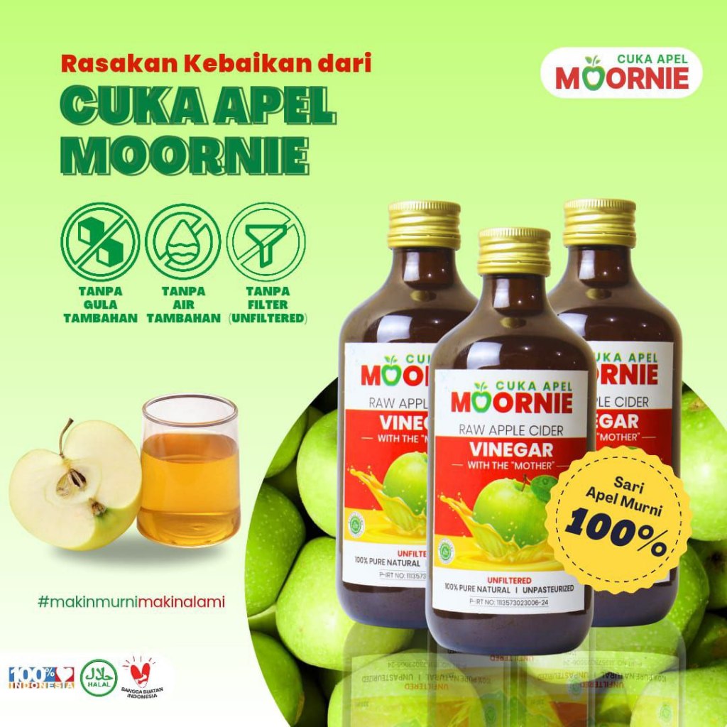 

Cuka Apel Moornie 330ML Original BPOM Appel Cider Vinegar Organik - Diet