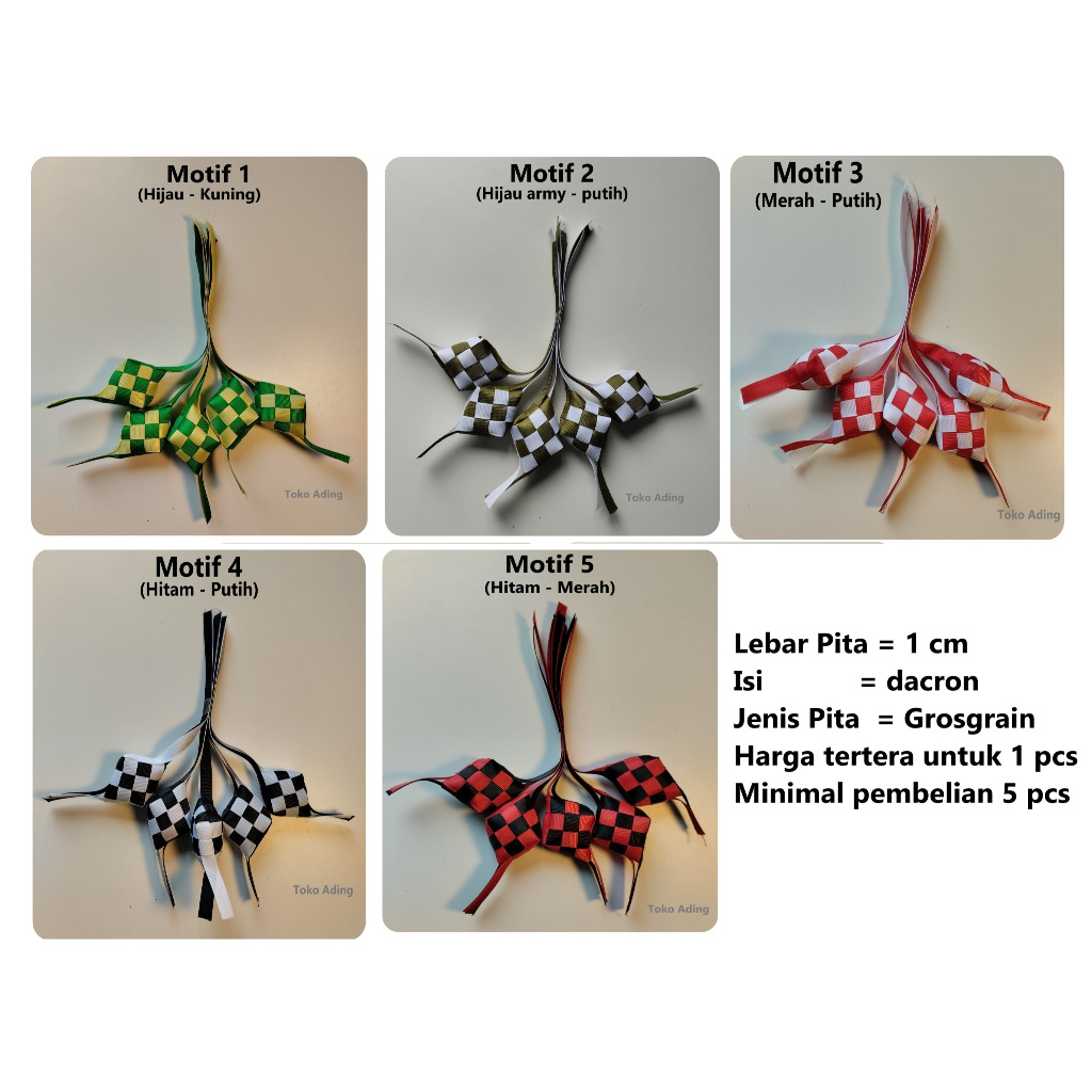 

Ketupat Hias Pita Grosgrain Hiasan Hampers / Parcel Lebaran Idul Fitri / Bungkus Bunga Rampai