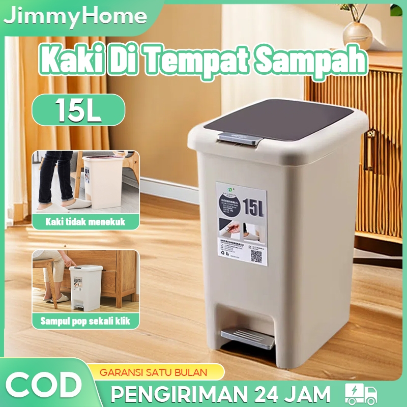 Tempat Sampah Aesthetic Dapur Tong Sampah Injak Besar 15L Tutup Bak Sampah Trash Bin Kotak Sampah