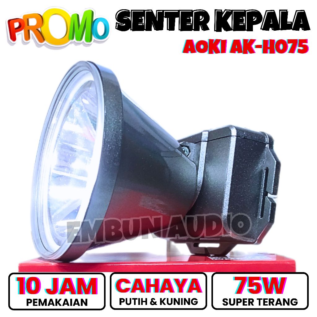 Senter Kepala 75W Cahaya Putih AOKI AK-H075 | Senter Kepala Anti Air Cahaya Putih Cahaya Kuning Jara