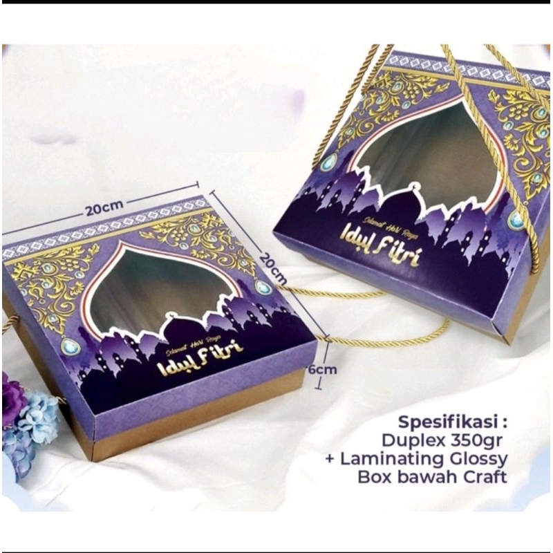 

Lebaran Idul Fitri Box Kue isi 2pcs Ukuran 20*20*6