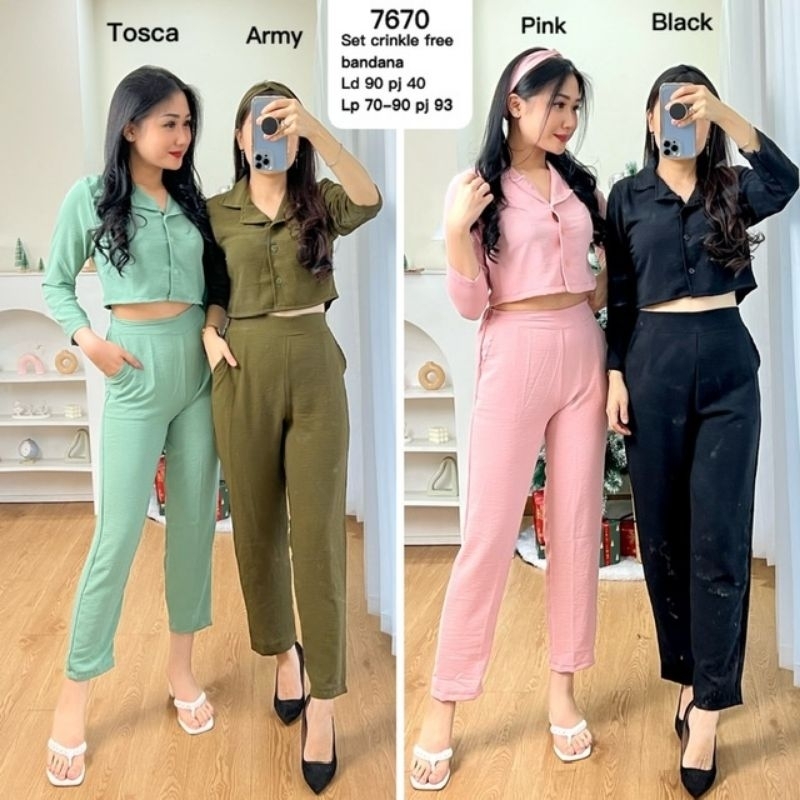 Set stelan crinkle free bandana 7670  Crinkle import