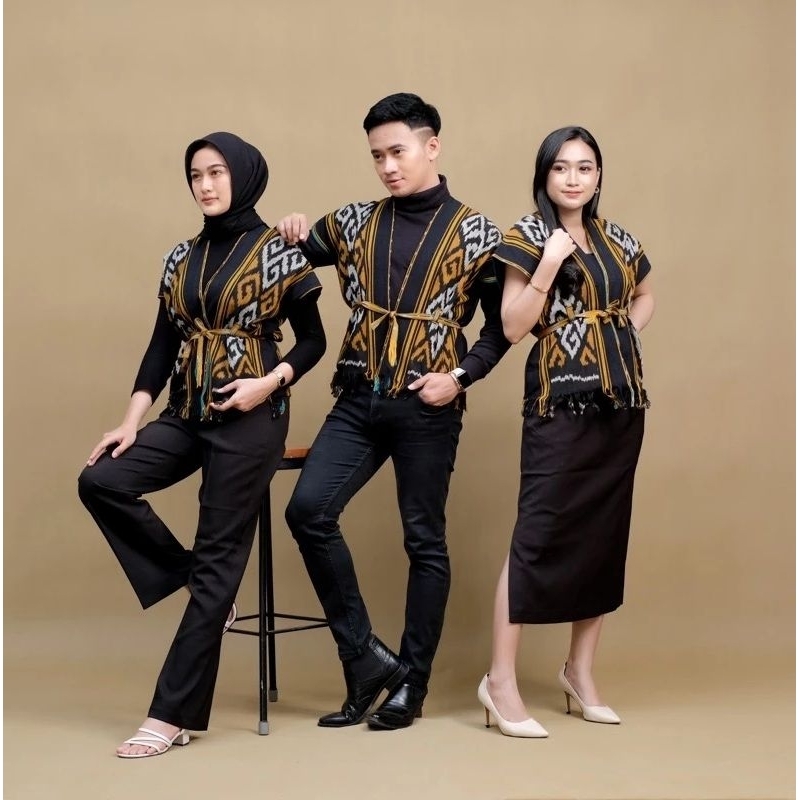 baju tenun unisex pria wanita rompi cardigan outwear-baju etnik luaran
