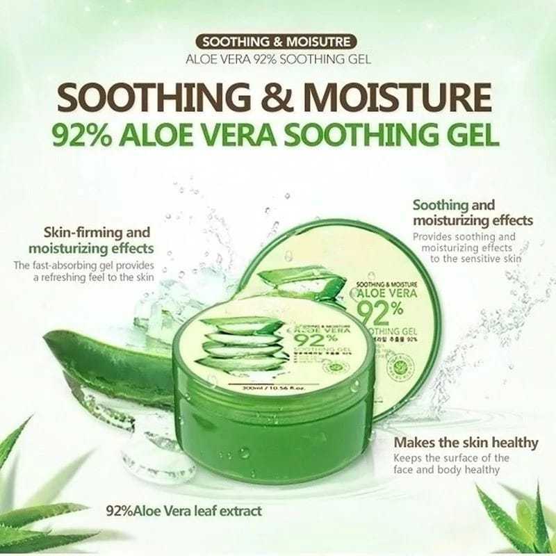 Aloe Vera 92% Pelembab Wajah Glowing Original / Peremajaan Kulit Wajah Aloe Vera Peeling Gel Soothin