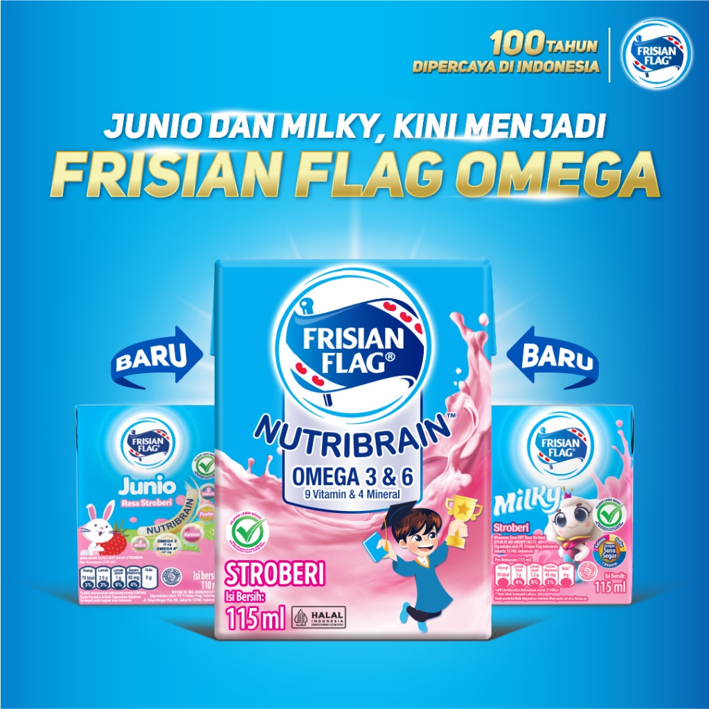 Frisian Flag Omega Strawberry 115ml