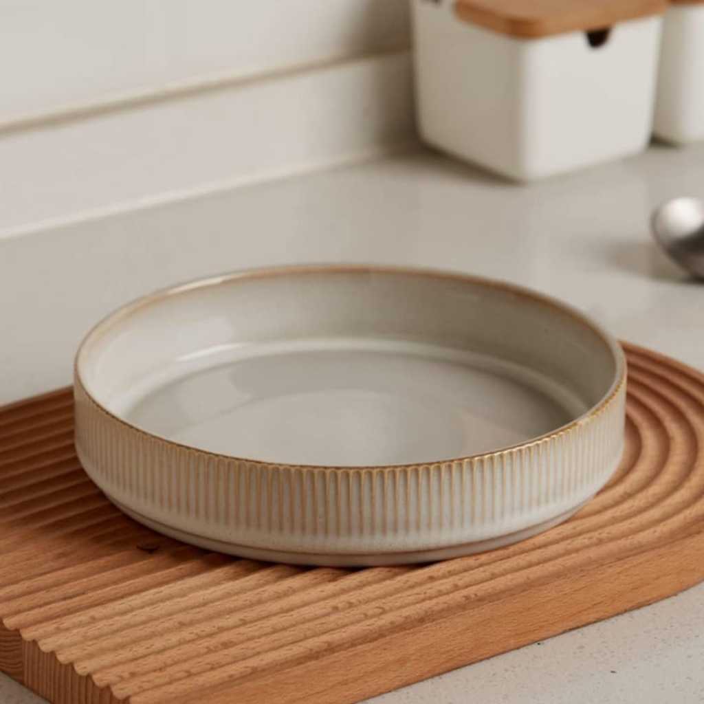 [CAFE GLASS] Mangkok Garis Cream 19 x 4cm TM-231152 Winston