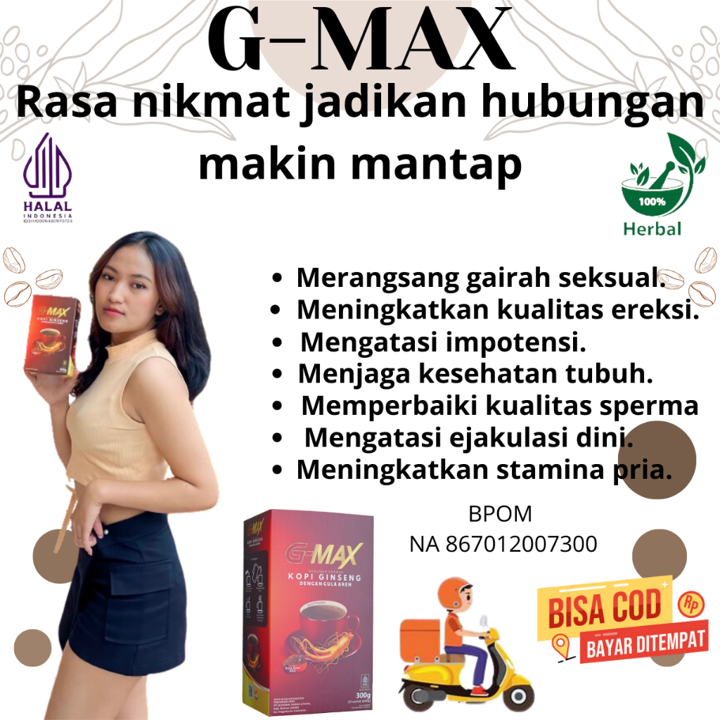 

G MAX kopi gingseng kopi kuat perkasa tahan lama kopi kuat pria dewasa Jamu Penambah Stamina Pria Kuat Keras Tahan Lama