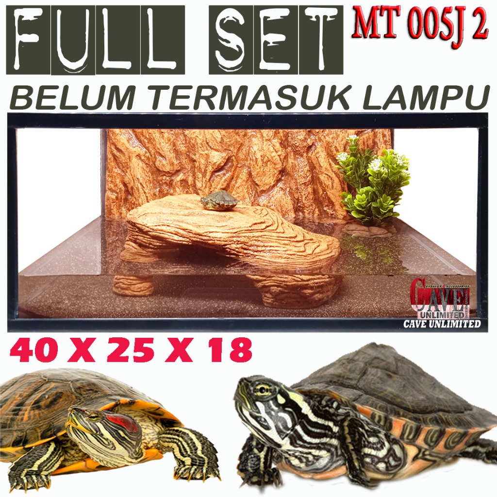 MT005J2 PAKET TERRARIUM REPTILE FULL SET KANDANG AQUARIUM TURTLE KURA KURA AIR AMBON RES BRAZIL CST 