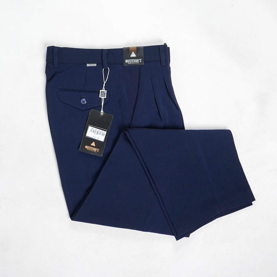 MUSTEVANS CELANA PANJANG FORMAL KERJA KANTOR REMPEL/PLOY NAVY PRIA 102