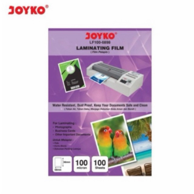

Laminating Film Plastik Laminating Joyko LF100-6898 KTP isi 100 Sheets