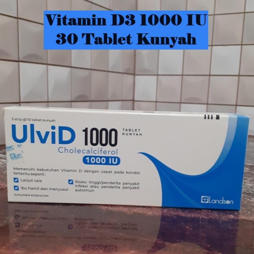 Ulvid D3 1000 IU  Box 30 Tablet Kunyah - Vitamin D3 1000 IU