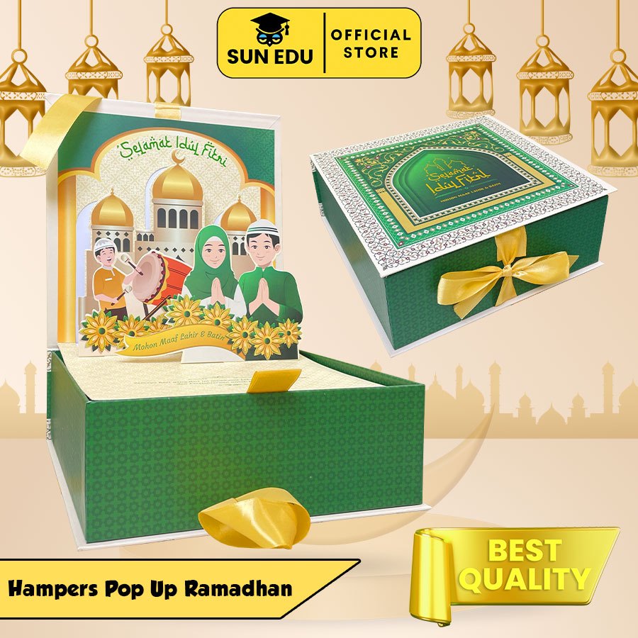 

Box hampers pop up Ied mubarak/ Gift box lebaran/ kotak kado Idul fitri/ Pop up box hampers mubarak/ Box cake premium/ Box kue idul fitri 2024
