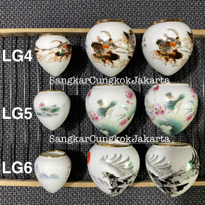 Cepuk Keramik Besar Mewah List Gold Murai Wambi Ori Cungkok 3pcs