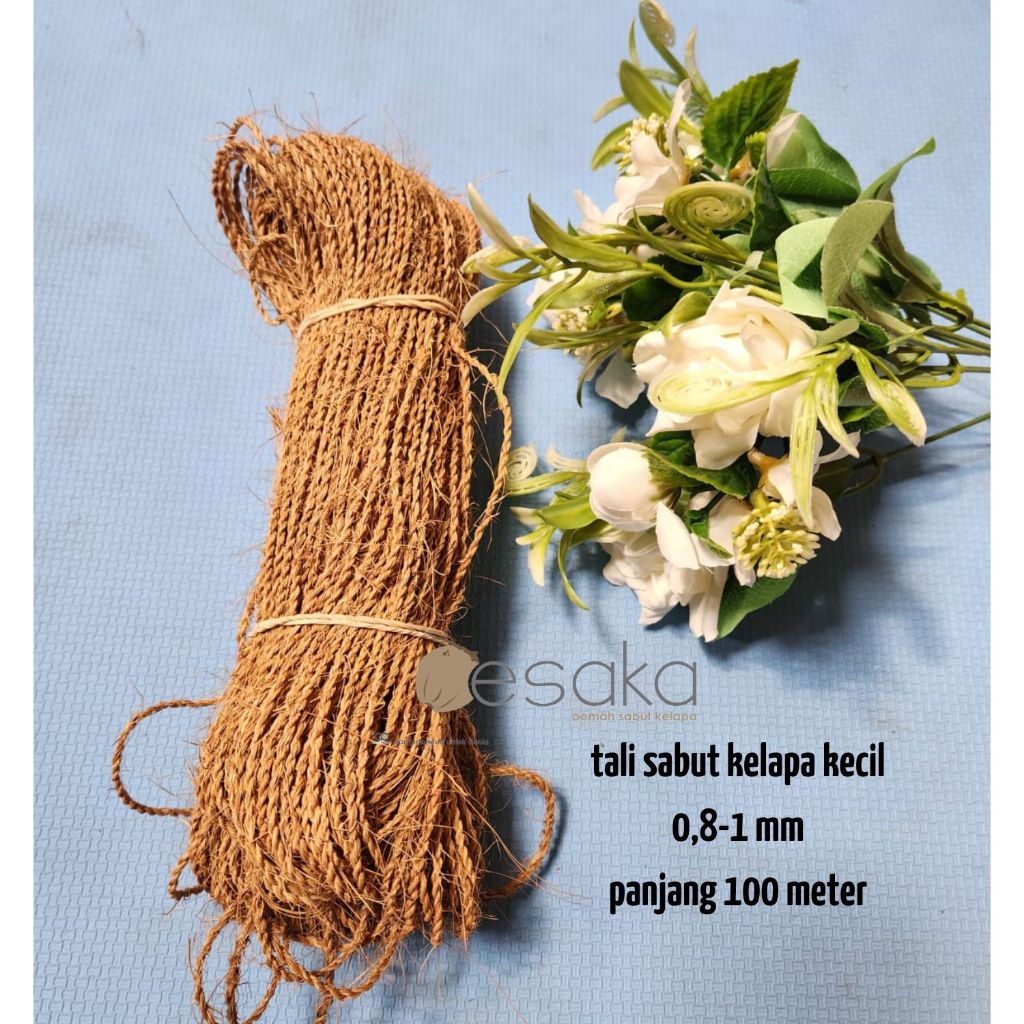 

tali hampers/ kado - tali rami sabut kelapa kecil 1 mm panjang 100 meter - cocorope - tali agel sabut kelapa