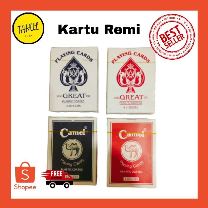 KARTU REMI KING GREAT EST / CAMEL PLASTIC COATED | MAINAN KARTU REMI / 4 JOKER / KARTU REMI MERAH DA