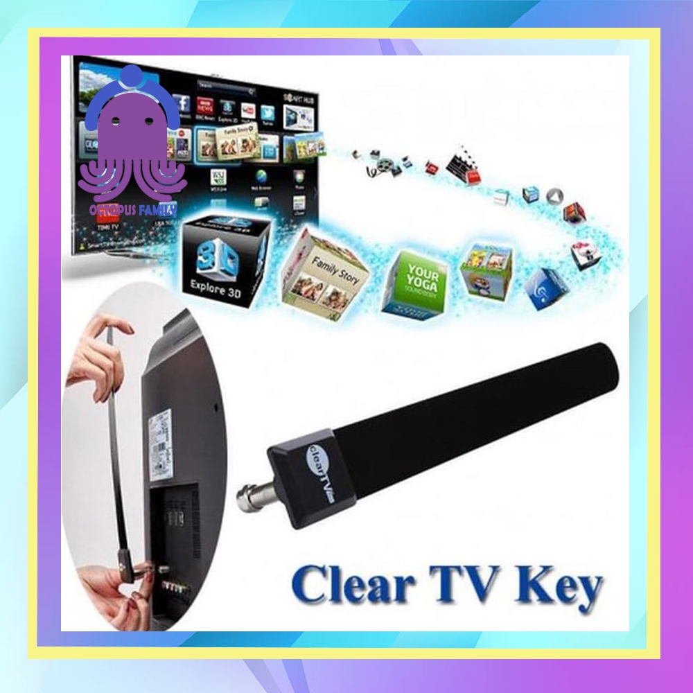 Antena TV Slim Clear TV Key Antena Tv Digital Indoor Antena Dalam Ruangan HDTV Digital by Octopus Fa