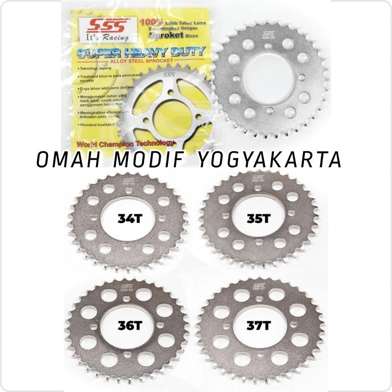 Gear Belakang SSS Yamaha RXZ 428 H 34T 35T 36T 37T Rx K Rxk Rx King Alfa Sigma Force1 Gir SSS