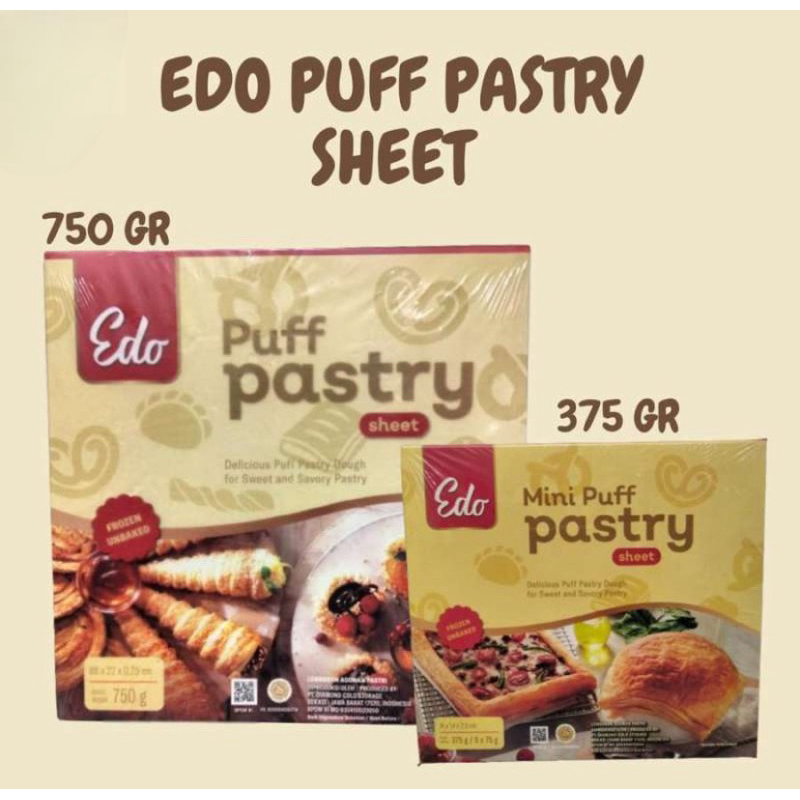 

Edo Puff Pastry Sheet 750 gr & 375 gr / Kulit Adonan Kue Puff / Roti Lembar Beku