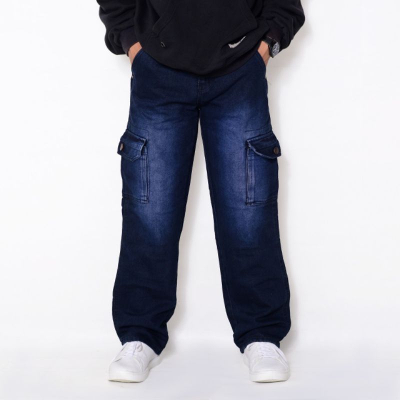 Premium Celana Jeans Cargo Panjang Pria Reguler Straight Loose Fit