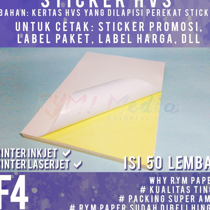 

SALE Sticker HVS F4 isi 5 lembar Kertas Stiker Doff Matte Folio